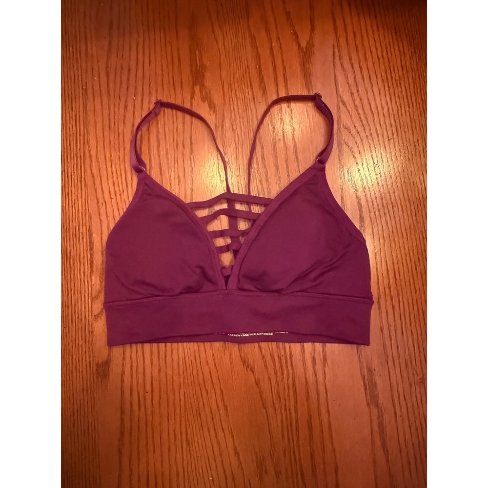 Victoria Sport Bralette Women Small Plum Purple Strappy Cage Sports Bra